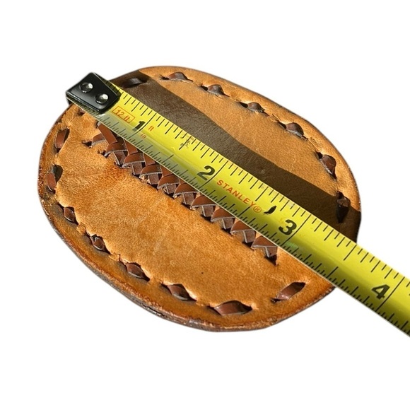Vintage Leather Stitched Western Boho Belt Buckle Unisex Streetwear Brown Tan main image 4